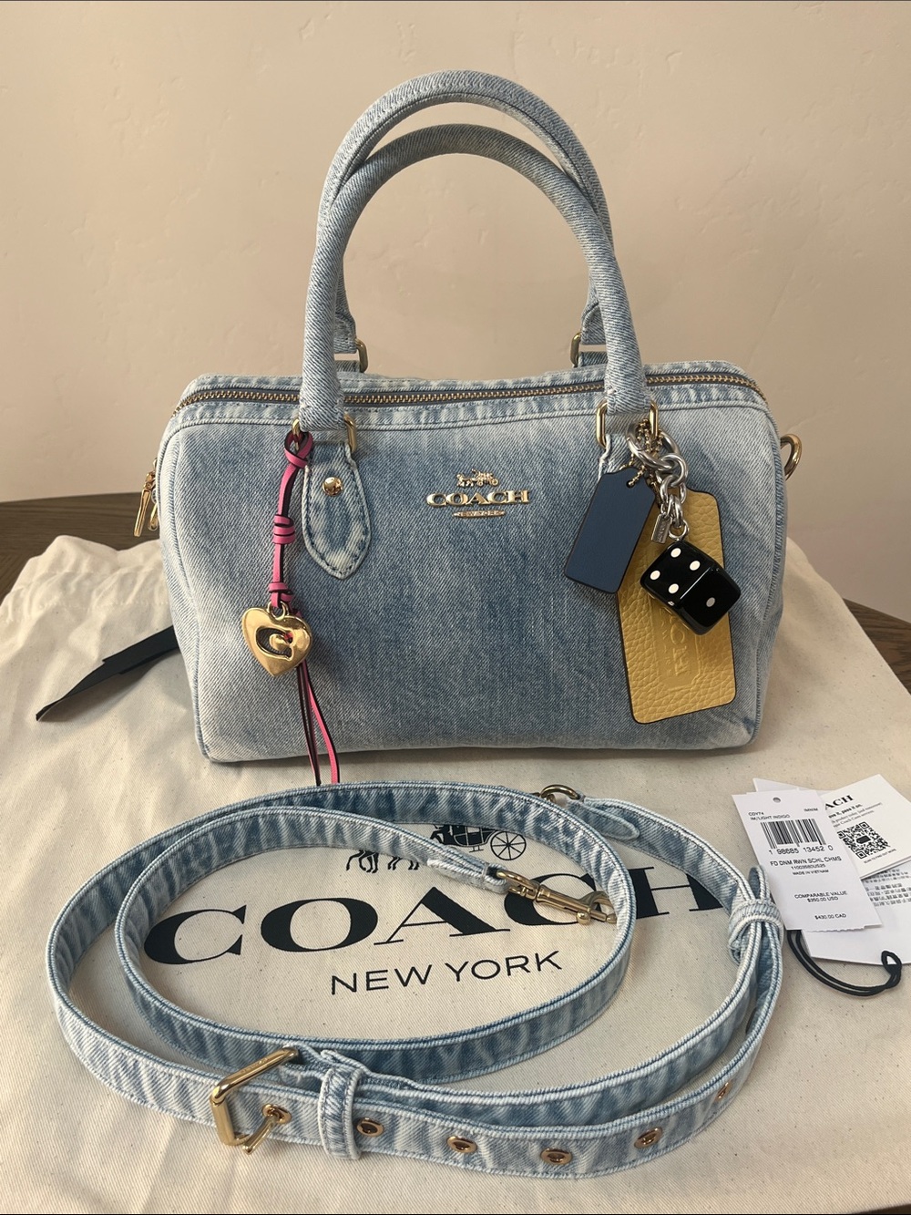 Rowan Satchel Bag
In Loved Denim With Charms - Picture 13 of 15